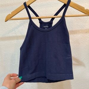 Ododos Navy Textured Racerback Crop Top M L